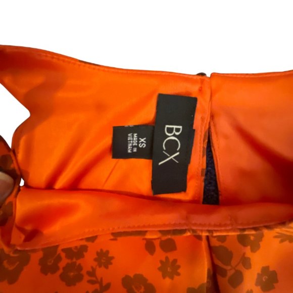 BCX High-Neck Scallop-Edge Flowy Top | Size XS | Orange Floral Print | NWT - Picture 4 of 7